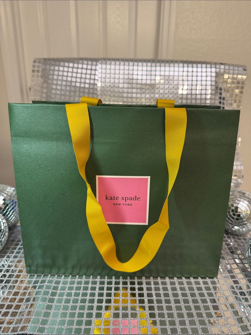 kate spade Green Tote with Yellow Handles